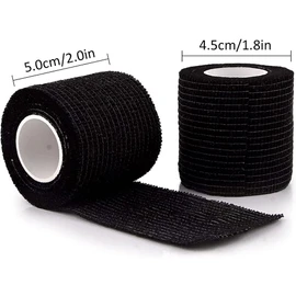 Tattoo Sensi Wrap Grip Cover Self Bandage Rolls Sports Adherent Tape 2 inch x 5 Yards, Pack of 6 (Black)