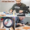 15X Magnifying Glass Lamp with Clamp and Stand, 72 LEDs
