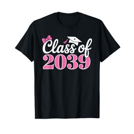Class of 2039 Grow with Me Kindergarten Pink Coquette Bow T-Shirt