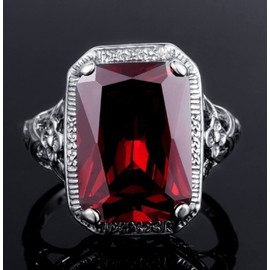 Awmnjtmgpw Fashion Retro Women 925 Silver Cut Ruby Cubic Zircon Blue Topaz Wedding Engagement Ring Size 6-10 (Size 7)