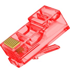 Spetstech RJ45 Connectors 50-Pack Cat 6 PASS - Through Connectors (Cat 6 Ends / Cat6 Plugs / RJ45 Modular Plugs/Ethernet Connectors) for Ethernet Cables (50, Red)