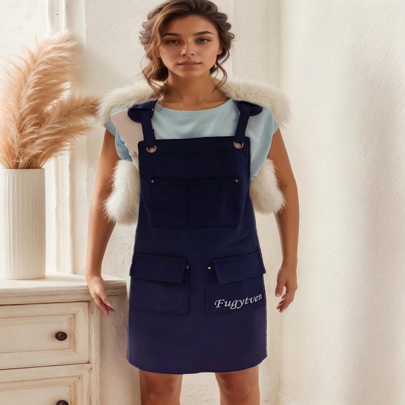 Fugytven Canvas Waterproof Aprons with 5 Pockets for Men Women