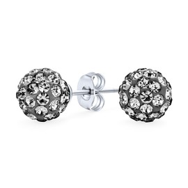 Charcoal Grey Slate Crystal Round Dico Ball 8MM Stud Earrings For Women For Teens Shamballa Inspired 8mm