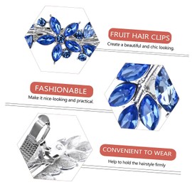 Austrian Crystal Bridal Hair Barrettes, Rhinestones Vintage Hair Clips, Sparkly Glitter Crystal Hairgrip Wedding Hair Headwear Accessories for Women Girls (Blue-a)
