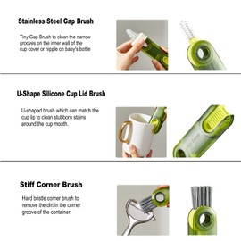 3 in 1 Multifunctional Cleaning Brush Tiny Bottle Cup Lid Brush Straw Cleaner Tools Multi-Functional Crevice Cleaning Brush Home Kitchen Cleaning Tools-1PC Blue