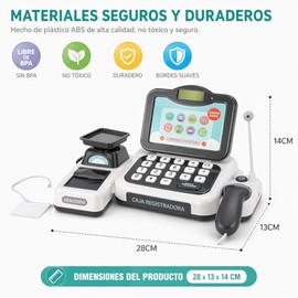 Genérico Juguete de Caja Registradora Electrónica, Caja registradora Juguetes para Niños, Juegos de Imitacion de Supermercado (Gris)