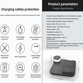 High Reliable Lightweight Standard 4in1 Folding Wireless Charger for Smartphones