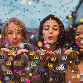 60th Birthday Confetti, 30g Black Gold Silver Table Confetti, Metallic Glitter Foil Table Confetti Sequins for 60 Years Birthday Party Anniversary Table Party Decorations