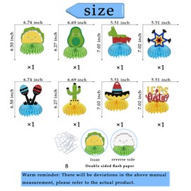 Fiesta Honeycomb Centerpiece Fiesta Theme Birthday Party Decoration Supplies For Men/Women Table Decoration Honeycomb For Fiesta Taco Bar Party Decor Sign 8pcs