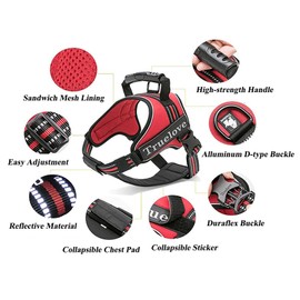 Truelove Dog Harness No-Pull Reflective Stitching Ensure Night Visibility Outdoor Adventure Big Dog Harness Perfect Match Puppy Vest TLH5753 Now Available in 6 Colors 6 Sizes