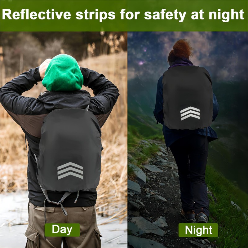 2 PCS Backpack Rain Covers (18-30L), High Visibility School Bag