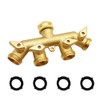 BesNPT 4 Way Brass Hose Splitter 3/4" GHT Garden Hose Adapter Connector 4 Valves with 4 Extra Rubber Washers