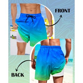 Resiprolty Mens Swim Trunks with Compression Liner Quick Dry Bathing Suits 5 Inch Inseam Men's Board Beach Shorts Swim Shorts Swimsuit Swimwear