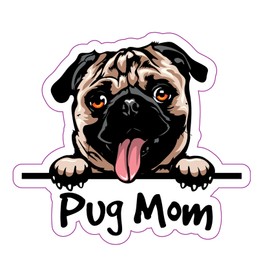 WickedGoodz Pug Mom Vinyl Sticker - Dog Breed Decal - Die Cut for Laptops Windows Cars Trucks