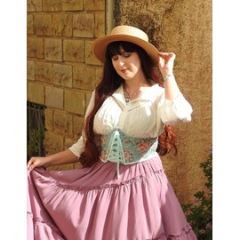 Scarlet Darkness Women Medieval Corsets Renaissance Vintage Lace Up Boned Bustier Corset Belt Blue 8