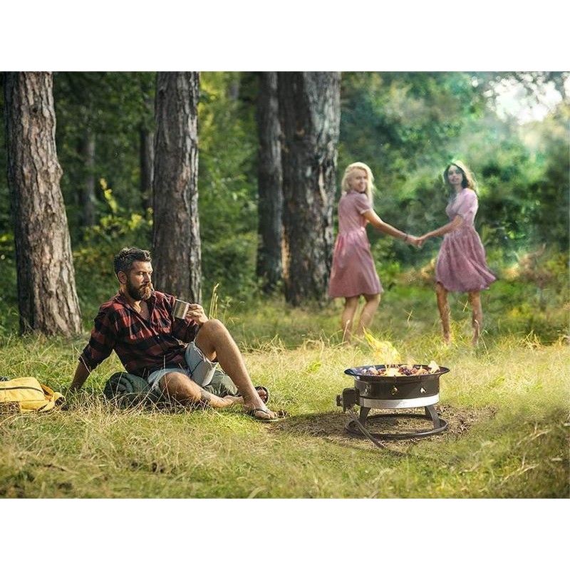 Deluxe Outdoor Portable Propane Gas Fire Pit with Cover &