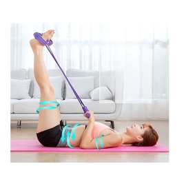 Multifunction Tension Rope, 6-Tube Elastic Yoga Pedal Puller Resistance Band, Natural Latex Tension Rope Fitness Equipment, for Abdomen/Waist/Arm/Leg Stretching Slimming Training (4-Tube Pink)