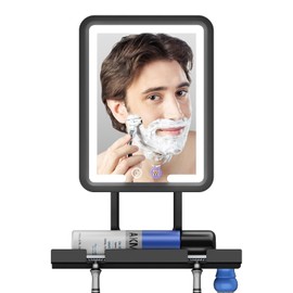 Espejo para Regadera Antiempañante, Espejo de Ducha Climatizado sin Niebla para Afeitar, Espejo de Afeitado con luz, Grande de 23.5 x 18.1 cm, 3 Modos de Color, Espejo de Ducha Recargable Antivaho