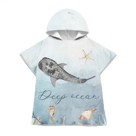 New Microfiber Children's Shark Hooded Absorbent Bathrobe Cape for Babies 60*60cm/Submarine Shark 4ea