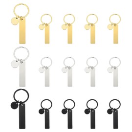 PATIKIL Stainless Steel Engraving Keychain Blanks, 15Pcs Metal Laser Engravable Stamping Blanks Key Ring Tags with Hanging Tag for DIY Keychain, Craft, Gold/Silver/Black Tone(Rectangular)