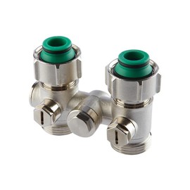 Simplex F10005 Single Tube Tap Block G 3⁄4 Inch M x G 3⁄4 Inch F Passage Double Ball Valve Radiator Connection Heating