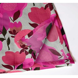 Vargottam Elegant Bold Floral Print on Pink Cotton Muslin Napkins - Set of 12, 20x20 Inches, Luxurious Self-Check Texture, Perfect for Upscale Dining, Weddings, and Events - Machine Washable