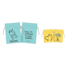 Marimo Craft SPER-022 Snoopy Bean Drawstring & Petit Drawstring Set, Green, [Bean Drawstring Bag] W3.5 x H4.7 inches (90 x 120 mm), [Petite Drawstring Bag] W 2.3 x H 3.0 inches (58 x 76 mm)