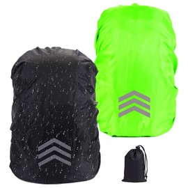 2-Pack rucksack regenschutz rucksack, 18-30L Reflektierende regenhülle rucksack regenschutz schulranzen step by step regenschutzmit Aufbewahrungstasche Wasserdichte Taschenabdeckung für Wandern Campin