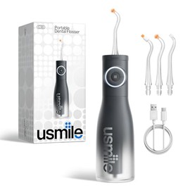 usmile C30 - Hilo dental de agua inalámbrico, tanque grande de 10.1 fl oz, 5 niveles de presión de limpieza profunda, boquillas en forma de S para apa