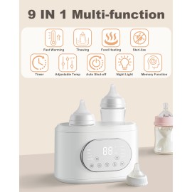 AMZBABYCHEF 10 in-1 Fast Baby Bottle Warmer for Breastmilk & Formula Double Milk Warmer