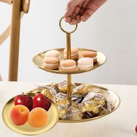 JMIATRY - Juego de 2 soportes de metal dorado de 3 niveles, soporte de magdalenas, acero inoxidable dorado, torre de 3 niveles, para bodas, cumpleaños, cenas, decoración de mesa de postre