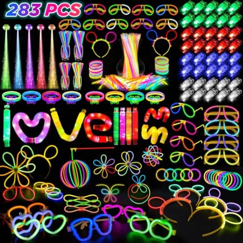283-Piece Glow Party Favor Set for Night Events – LED