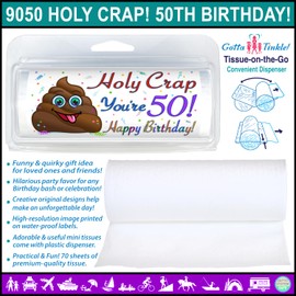 Happy Birthday Toilet Paper | Funny Novelty Gift | Cute Surprise Party Favor | Great Gag Gift | Celebrations | Mini Toilet Paper (3-Pack) (9050 Holy Crap 50th Birthday)