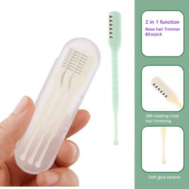 FREHOMEE Manual Nose Hair Trimmer for Man & Woman,Trimmer for Nose,Ear,Moustache Hair,Waterproof,Stainless Steel with Brush,Nasal Clippers (Green, 3 Pcs)