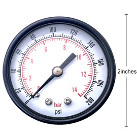 Uharbour Reliable Dual Scale Mechanical Pressure Gauge for Gas and Water (200psi/14bar) with 1/4" BSPT Back Mount…