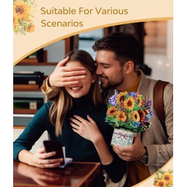 Magic Ants Pop Up Cards, Thank You Card, Sunflower Card, 9 inch Paper Flower Bouquet Card, Flower Card, Birthday Card, Anniversary Card, 3D Popup Greeting Cards with Note Card and Envelope