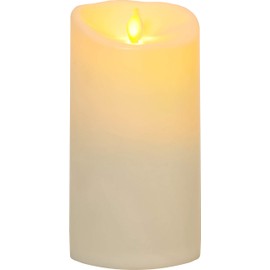 Best Season LED Stumpenkerze M-Twinkle für außen von Star Trading, LED-Kerze flackernd, Kerzenlicht gelb mit Timer, batteriebetriebene Weihnachtsdeko aus Kunststoff, Farbe: Elfenbein, Höhe: 17,5 cm