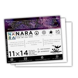 NARA Alcohol Ink Paper | White | 11 inches x 14 inches (11”x14”) | 430 microns/320 GSM | Heavy Paper | 10 Sheets | Paper for Alcohol Ink Art Painting | 100% Stain-Free