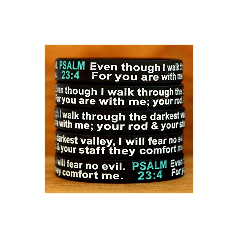SayitBands Three (3) Psalm 23:4 Scripture Wristband Bracelets