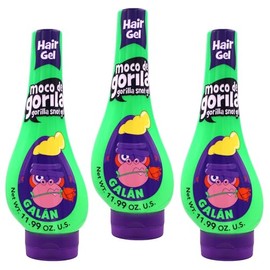 Moco De Gorila Galan Gel para peinar el cabello, reactivable con agua, sujeción de larga duración, 3 botellas exprimibles de 12.5 onzas