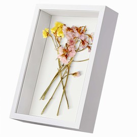 Box Frame Square Picture Frames - 8X8 Wall & Tabletop Shadow Box Deep for Crafts 3D for Medal Flowers with Mount White432 (Depth 3cm)