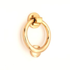 Classic 5” Stylish Ring Shaped Door Knocker Front Door Furniture in Various Finishes (Polished Brass)