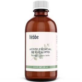 HEBBE - Aceite Esencial de Eucalipto 50 ml | Aceite Orgánico de Eucalipto | Aromaterapia | Difusor | Uso en Spa | Masaje | Corporal | Contenido 50 ml