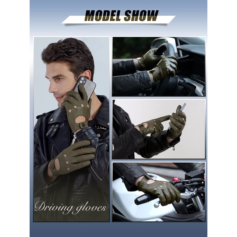 GSG SINCE 1998 Mens Genuine Leather Driving Gloves Unlined Sheepskin