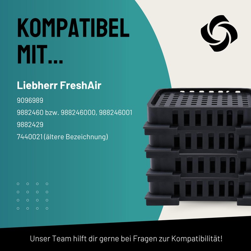 FilterBase® Fresh Air Filter for Liebherr Refrigerator, Pack of 4,