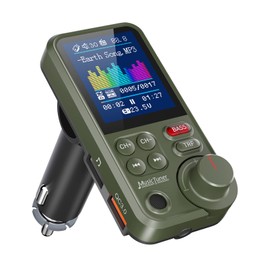 Nulaxy FM Bluetooth Transmitter for car, Strong Microphone Bluetooth Car Adapter with 1.8" Color Screen for Hands Free Calls, Supports QC3.0 Charging, Treble and Bass Sound Music Player- KM30 Green