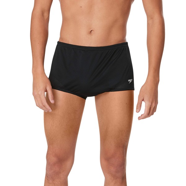 Speedo Men's Swimsuit Square Leg Poly Mesh Training Suit Speedo Black, 34