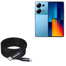 BoxWave Cable Compatible with Poco M6 Pro - DirectSync PD Cable (10ft) - USB-C to USB-C (100W), Long 10 Foot PD Braided Nylon Alloy Cable - Jet Black