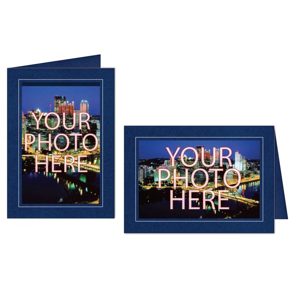 Photographer's Edge, Photo Insert Card, Deep Blue with Silver Border, Set of 10 for 4x6 Photos