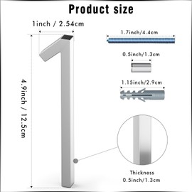 VONDERSO 5 Inch Floating House Numbers and Letters for Outside,Silver Metal Modern Outdoor Address Sign for Yard Street and Mailbox, Zinc Alloy Solid Address Numbers and Letters,number 1